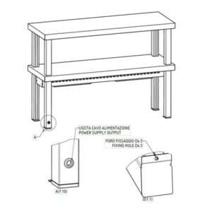 Estante de apoyo doble calefactado de acero inoxidable L1600xP350xH700 mm - línea basic - Imagen 6