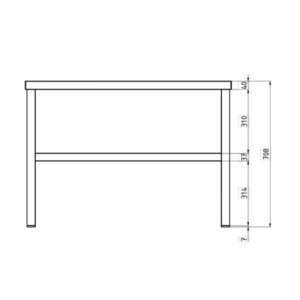 Estante de apoyo doble de acero inoxidable L1200xP350xH700 mm - línea basic - Imagen 3
