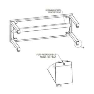 Estante de apoyo individual de acero inoxidable L2000xP350xH400 mm - línea basic - Imagen 5