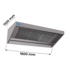 Campana serie snack instalación de pared con motor y regulador de velocidad - dim. L1600xP1100xH450 mm