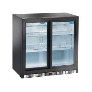 Frigorífico de sobremesa/de barra para bebidas negro con 2 puertas correderas, altura 84 cm - temp. de +2°C a +8°C - Imagen 3