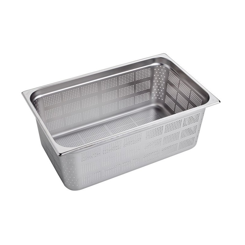 Recipiente de acero inoxidable formato GN 1/3 con fondo y lados perforados - altura 200 mm