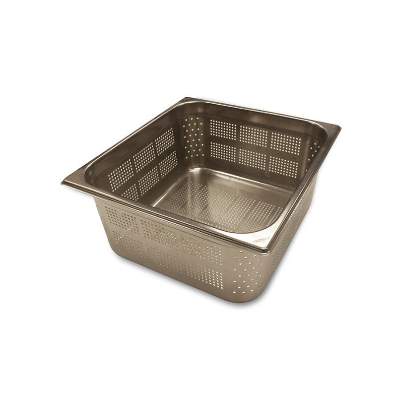 Recipiente de acero inoxidable formato GN 2/3 con fondo y lados perforados - altura 150 mm