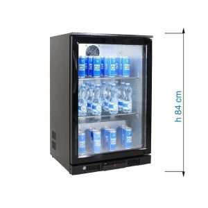 Frigorífico de sobremesa/de barra para bebidas negro con 1 puerta batiente, altura 84 cm - temp. de +2°C a +8°C