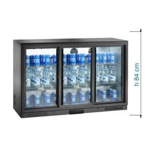 Frigorífico de sobremesa/de barra para bebidas negro con 3 puertas correderas, altura 84 cm - temp. de +2°C a +8°C