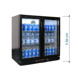 Frigorífico de sobremesa/de barra para bebidas negro con 2 puertas batientes, altura 84 cm - temp. de +2°C a +8°C