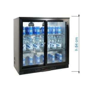 Frigorífico de sobremesa/de barra para bebidas negro con 2 puertas correderas, altura 84 cm - temp. de +2°C a +8°C