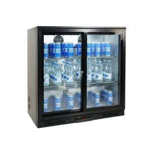 Frigorífico de sobremesa/de barra para bebidas negro con 2 puertas correderas, altura 84 cm - temp. de +2°C a +8°C - Imagen 2