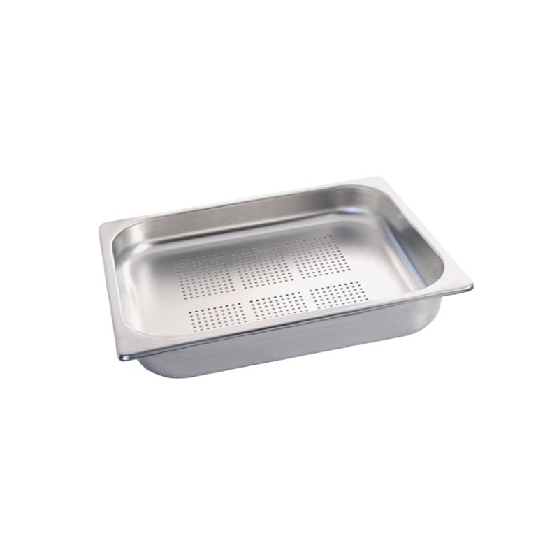 Recipiente de acero inoxidable formato GN 1/2 con fondo perforado - altura 20 mm