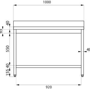 Mesa abierta de acero inoxidable sin estante de fondo sin peto trasero L1000xP700xH850 mm - línea basic - Imagen 4