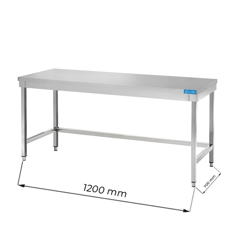 Mesa abierta de acero inoxidable sin estante de fondo sin peto trasero L1200xP700xH850 mm - línea basic