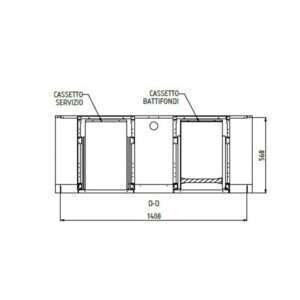 Mueble para máquina café de acero inoxidable con top con peto trasero con cajón batiente de filtro y cajón de servicio L1500xP600xH1100 mm - Imagen 4
