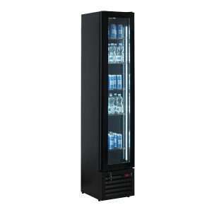 Vitrina refrigerada para bebidas slim de 160 lt premium negra temperatura de 0°C a +10°C