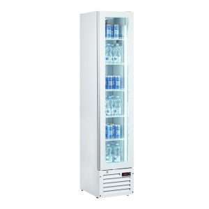 Vitrina refrigerada para bebidas slim de 160 lt premium blanca temperatura de 0°C a +10°C