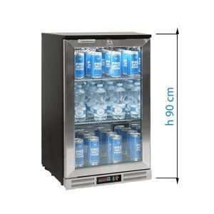 Frigorífico de sobremesa/de barra para bebidas inox con 1 puerta batiente, altura 90 cm - temp. de 0°C a +10°C