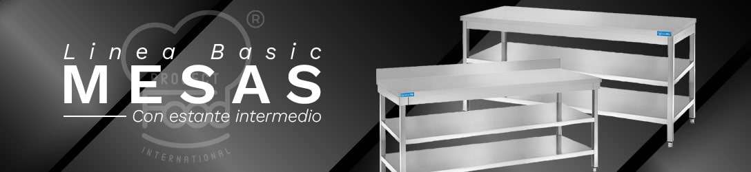 MESAS DE ACERO INOXIDABLE CON ESTANTE INTERMEDIO
