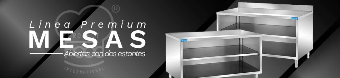 MESAS INOX ABIERTAS CON DOS ESTANTES