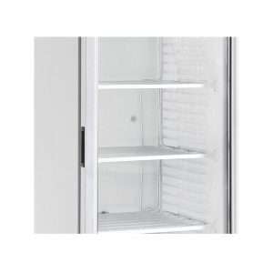 Vitrina expositiva estática blanca con agitador con puerta de vidrio y 5 estantes temp. de -18°C a -24°C - capacidad 360 lt - Imagen 5