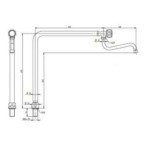 Grifo monomando a bandera H 48 cm con caño a "S" - Imagen 2