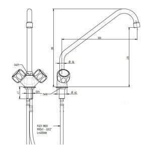 Grifo mono agujero con grifo redondo y caño a "C" de 30 cm - Imagen 2