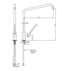 Grifo monomando con palanca de plástico y caño a "C" de 40 cm - Imagen 2