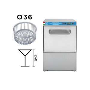 Lavavasos electrónico monofásico con cesta Ø 36 cm completo con dosificador limpiador y abrillantador - Imagen 2
