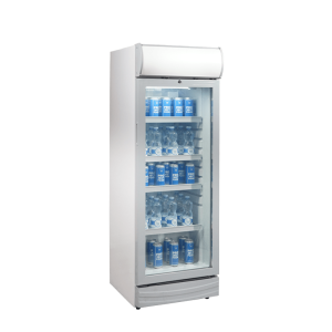 Vitrina refrigerada para bebidas de 270 lt plateada temperatura de 0°C a +10°C
