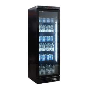 Vitrina refrigerada para bebidas de 390 lt negra temperatura de 0°C a +10°C