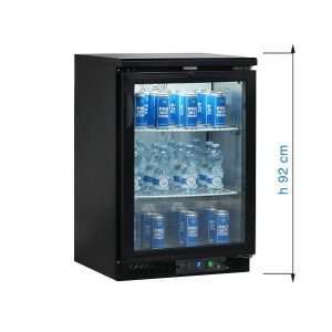 Frigorífico de sobremesa/de barra para bebidas negro con 1 puerta batiente, altura 92 cm - temp. de +2°C a +8°C