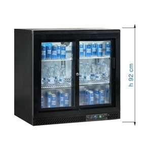 Frigorífico de sobremesa/de barra para bebidas negro con 2 puertas correderas, altura 92 cm - temp. de +2°C a +8°C