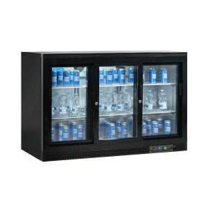 Frigorífico de sobremesa/de barra para bebidas negro con 3 puertas correderas, altura 92 cm - temp. de +2°C a +8°C - Imagen 2