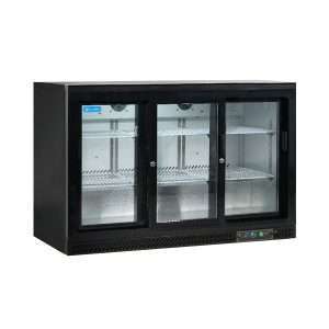 Frigorífico de sobremesa/de barra para bebidas negro con 3 puertas correderas, altura 92 cm - temp. de +2°C a +8°C - Imagen 3