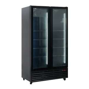 Vitrina refrigerada para bebidas de 614 lt premium negra con puertas batientes temperatura de 0°C a +10°C - Imagen 2
