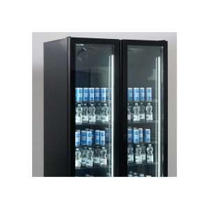 Vitrina refrigerada para bebidas de 1000 lt premium negra con puertas batientes temperatura de 0°C a +10°C - Imagen 9