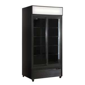Vitrina refrigerada para bebidas de 888 lt premium negra con puertas correderas temperatura de 0°C a +10°C - Imagen 2