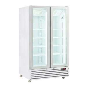 Vitrina refrigerada para bebidas de 1000 lt premium blanca con puertas batientes temperatura de 0°C a +10°C - Imagen 2