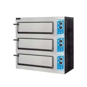 Horno para pizza eléctrico de cámara triple con puerta ciega para 1+1+1 pizza Ø 45 cm | 1+1+1 bandeja EN 60x40 - Imagen 2