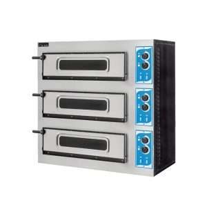 Horno para pizza eléctrico de cámara triple con puerta de vidrio para 1+1+1 pizza Ø 45 cm | 1+1+1 bandeja EN 60x40 - Imagen 2