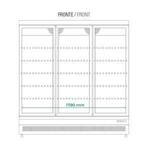 Refrigerador mural negro ventilado L 188 cm con puerta batiente y temp. de 0°C a +10°C - serie MR - Imagen 3