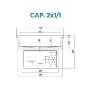 Bandeja refrigerada (temp. de +2°C a +8°C) empotrable para 2 recipientes GN 1/1 de refrigeración estática y grupo incorporado - Imagen 2