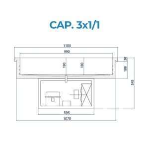 Bandeja refrigerada (temp. de +2°C a +8°C) empotrable para 3 recipientes GN 1/1 de refrigeración estática y grupo incorporado - Imagen 2