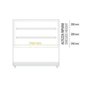 Vitrina expositiva horizontal ventilada temp. de +2°C a +10°C L1200xP740xH1200 mm - línea OMEGA - Imagen 4