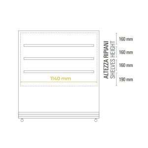 Vitrina expositiva horizontal ventilada temp. de +2°C a +10°C L1200xP740xH1300 mm - línea OMEGA - Imagen 7