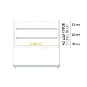 Vitrina expositiva horizontal ventilada temp. de +2°C a +10°C L1500xP740xH1200 mm - línea OMEGA - Imagen 4