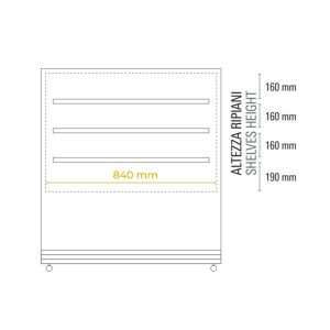 Vitrina expositiva horizontal ventilada temp. de +2°C a +10°C L900xP740xH1300 mm - línea OMEGA - Imagen 7