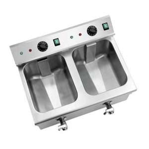 Freidora de cuba limpia eléctrica de sobremesa con n° 2 cubas de 8 lt y grifo - potencia 3500 + 3500 watt - Imagen 3