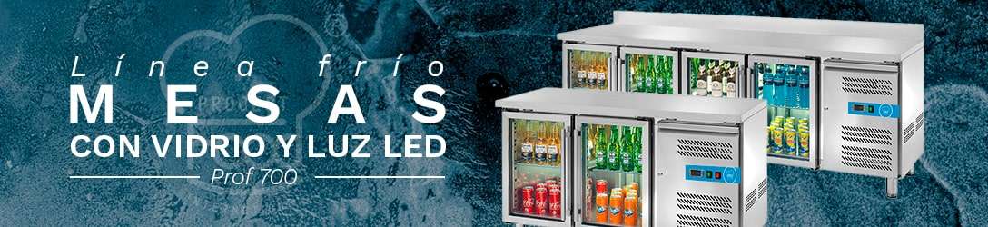 MESAS REFRIGERADAS CON VIDRIO Y LUZ LED