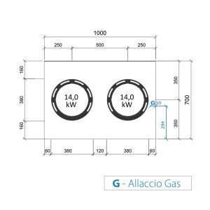 Placa de gas para wok de sobremesa con n° 2 quemadores - longitud 1000 mm - Imagen 3