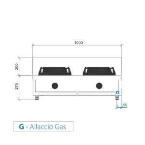 Placa de gas para wok de sobremesa con n° 2 quemadores - longitud 1000 mm - Imagen 4