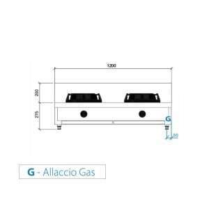Placa de gas para wok de sobremesa con n° 2 quemadores - longitud 1200 mm - Imagen 5
